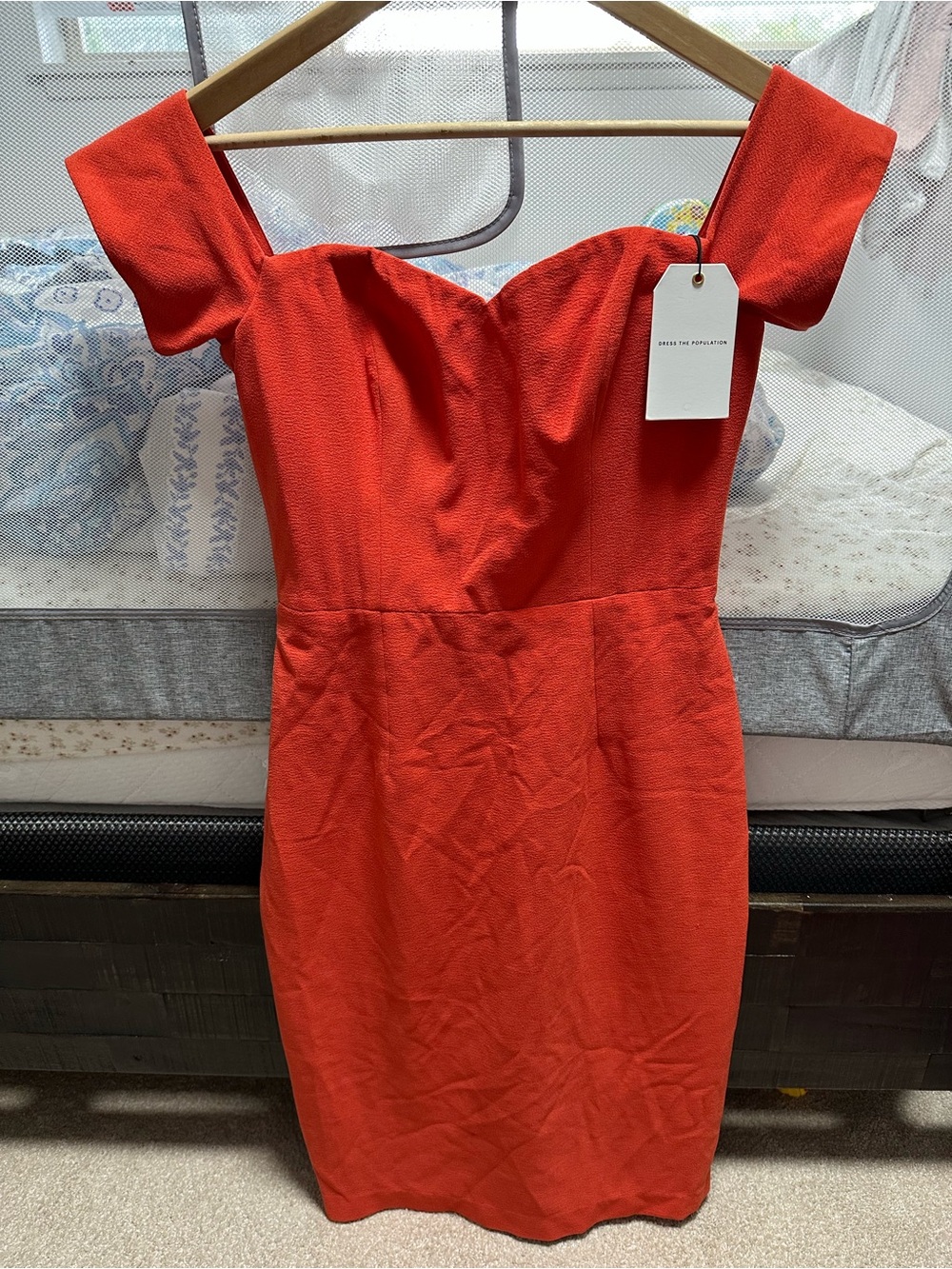 Off-Shoulder Red Sheath Dress
